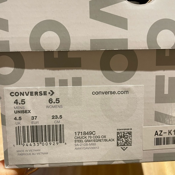 Comme des Garcons | Shoes | Converse X Comme Des Garcons Play All Star  Chuck 7 Ox Size 65 Womens | Poshmark